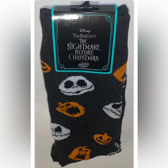 Nightmare Before Christmas Crew Socks 1Pair Men 6.5-12 Black Orange Jack Tim NEW - Picture 9 of 9
